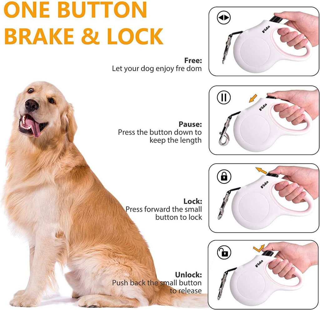 Retractable Dog Leash – 16 ft with Waste Bag Dispenser