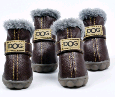 Fleece-Lined Dog Snow Boots – Set of 4