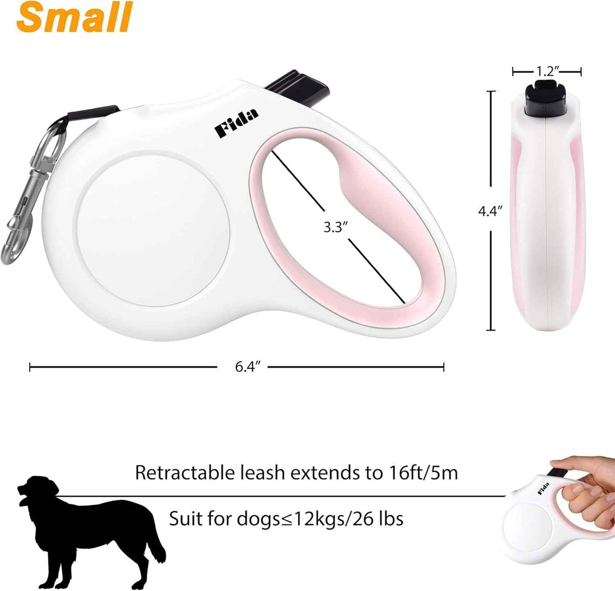 Retractable Dog Leash – 16 ft with Waste Bag Dispenser