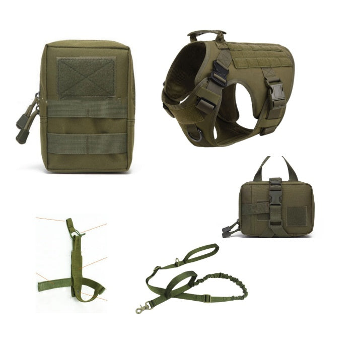 Tactical Dog Harness & Leash 5-Piece Set