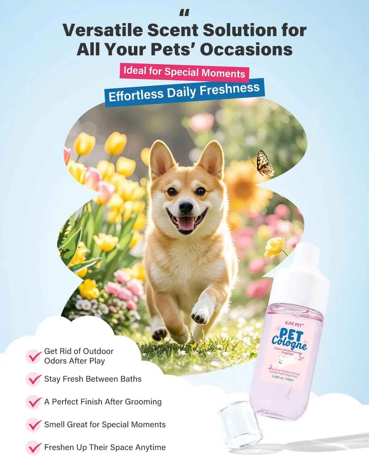 Dog & Cat Cologne Spray – Powder Scent, 3.38 fl oz