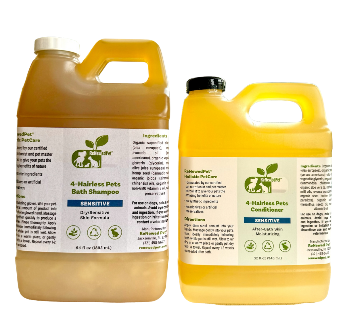 ReNewedPet Hairless Pet Sensitive Shampoo & Conditioner Set