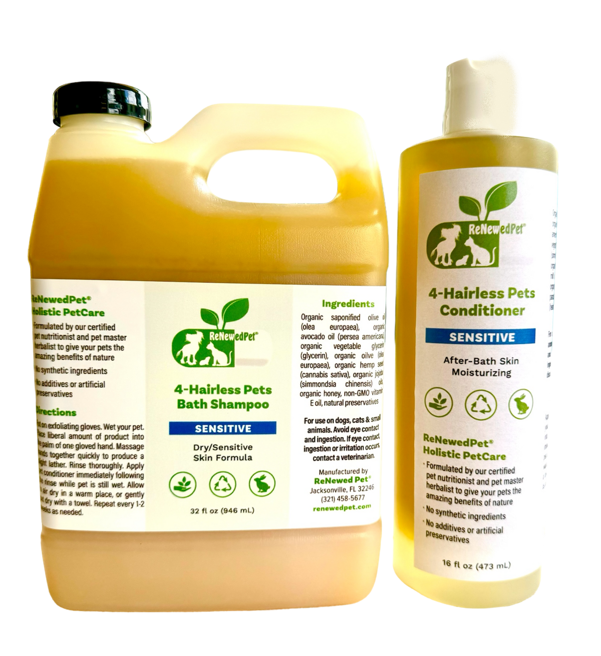ReNewedPet Hairless Pet Sensitive Shampoo & Conditioner Set