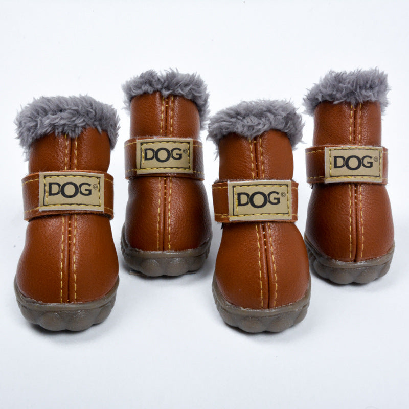 Fleece-Lined Dog Snow Boots – Set of 4
