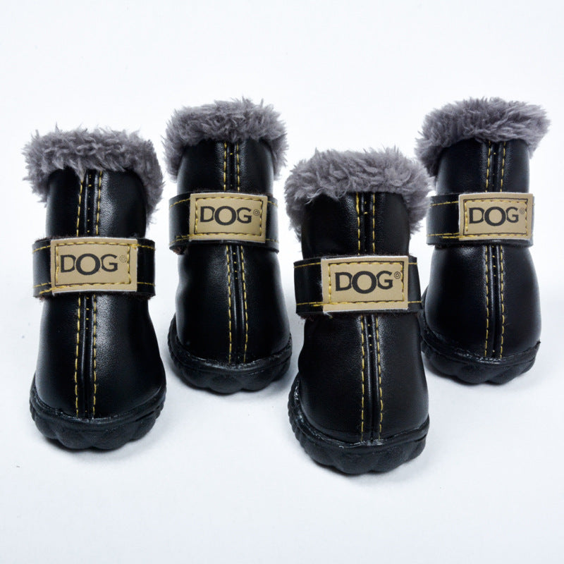 Fleece-Lined Dog Snow Boots – Set of 4