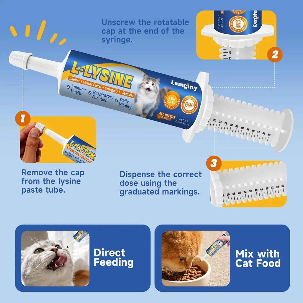 L-Lysine Supplement Paste for Cats – 60 ml
