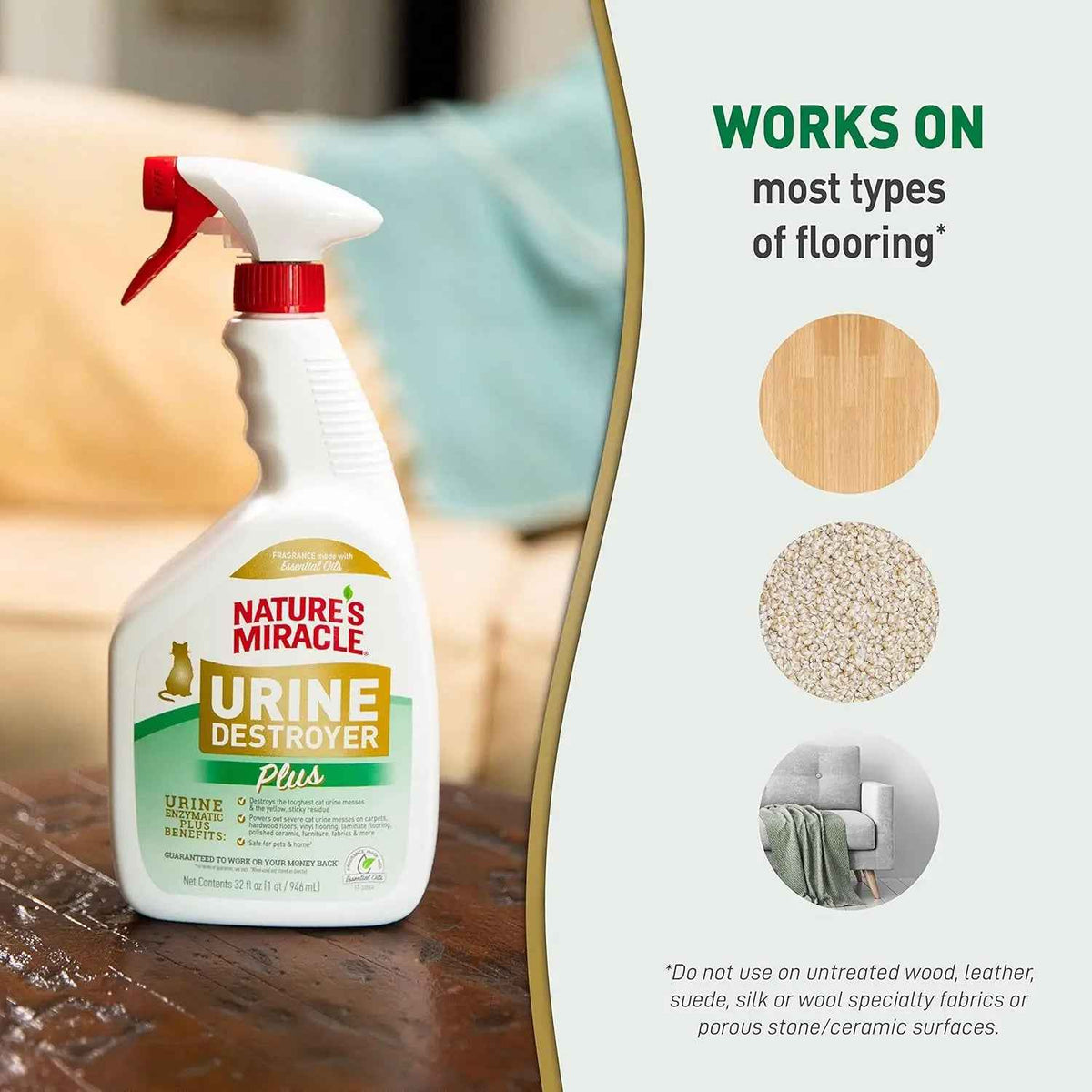 Nature’s Miracle Urine Destroyer plus Cat, 32 Ounces, Ready-To-Use