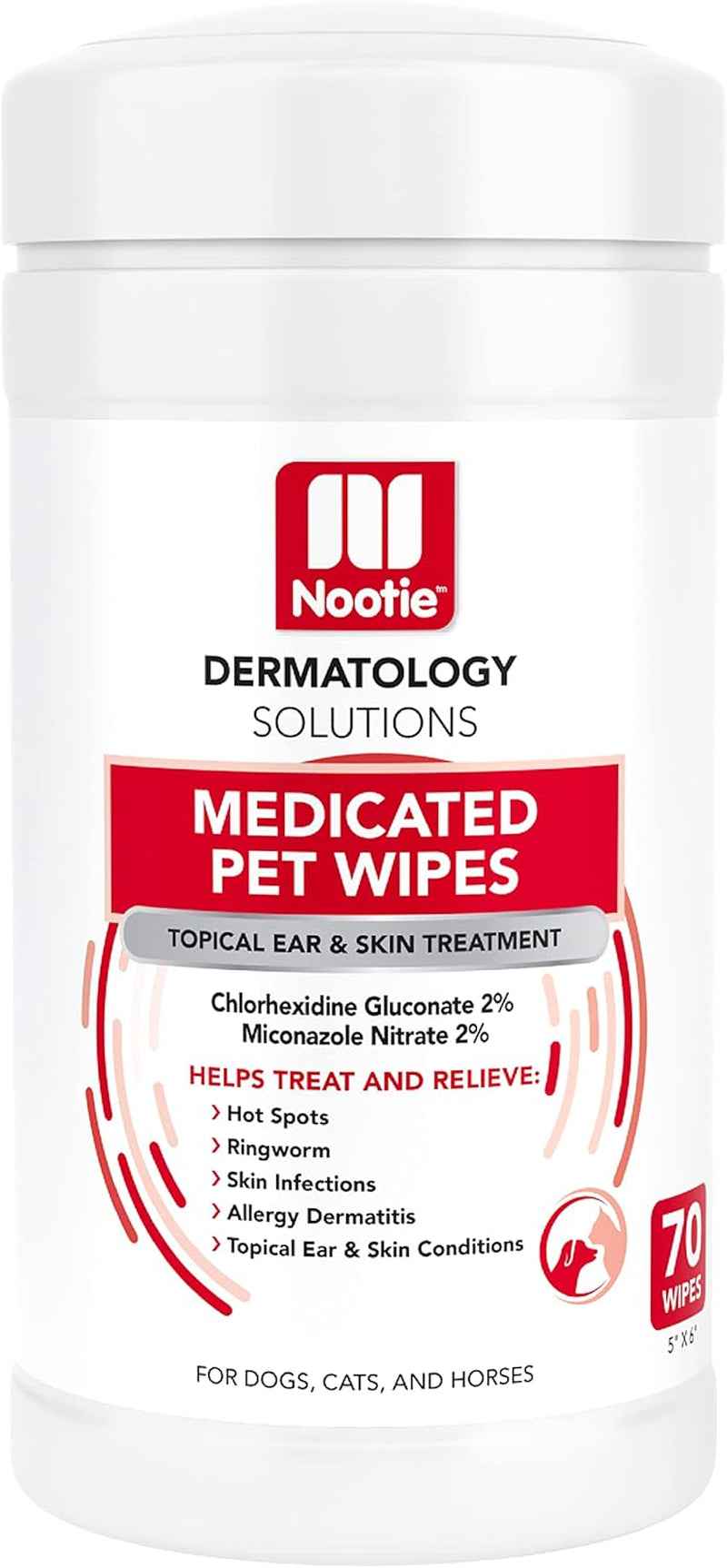 Nootie Medicated Dog & Cat Wipes – 70 Count, XL