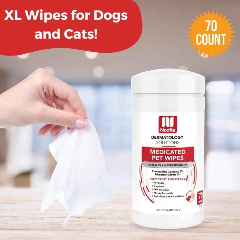 Nootie Medicated Dog & Cat Wipes – 70 Count, XL