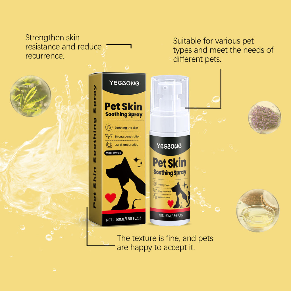 Pet Skin Care Spray Relieve Discomfort for Dogs Cat Flea Lice Control Alleviate Skin Scratching Licking Portable Pet Wound Spray