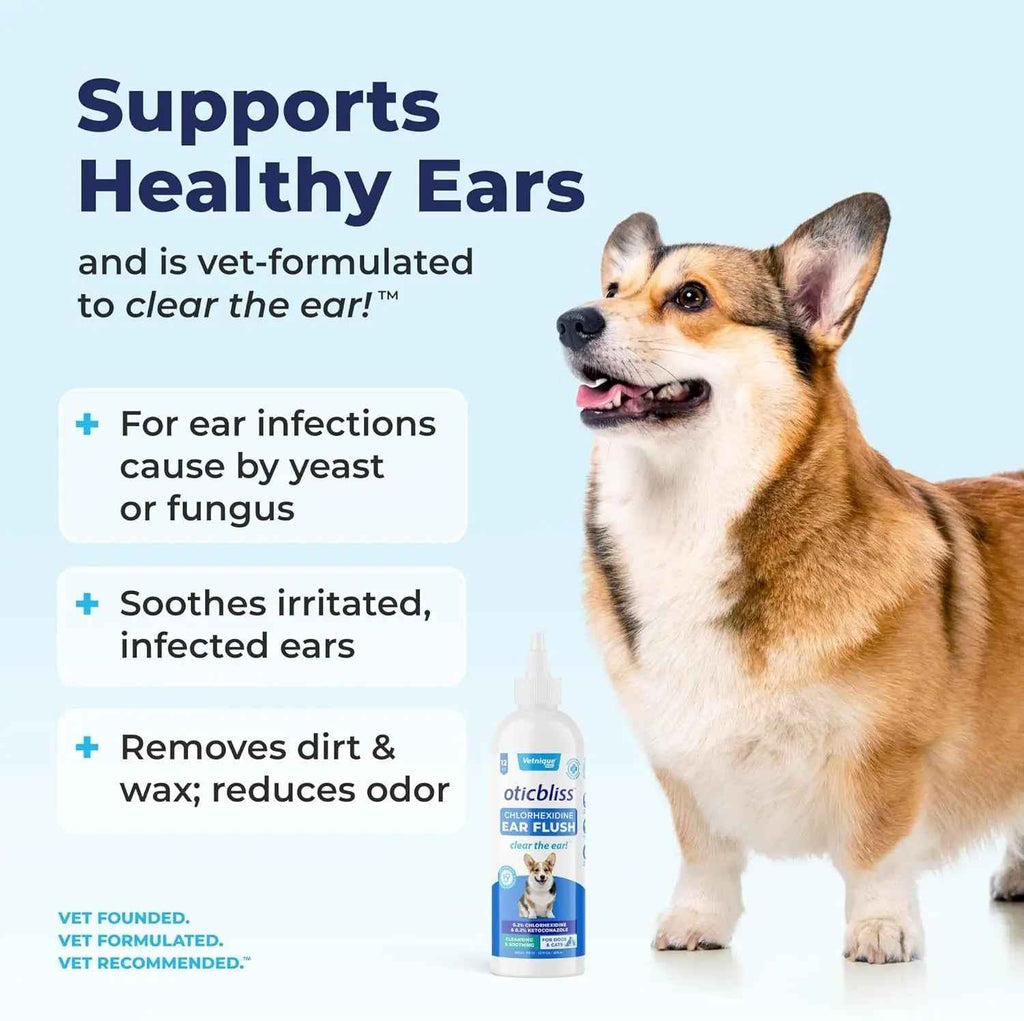 Oticbliss Medicated Ear Flush for Dogs & Cats – 12 oz