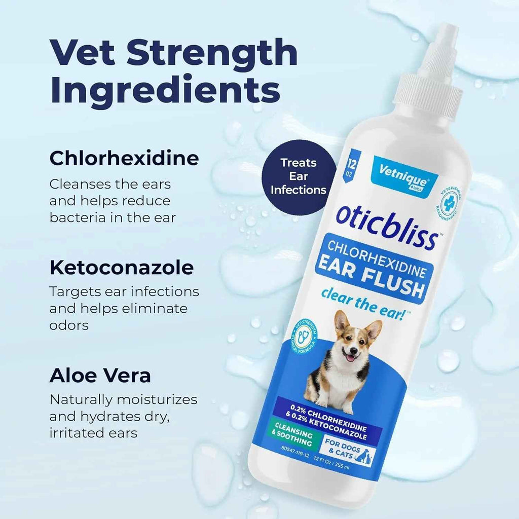 Oticbliss Medicated Ear Flush for Dogs & Cats – 12 oz