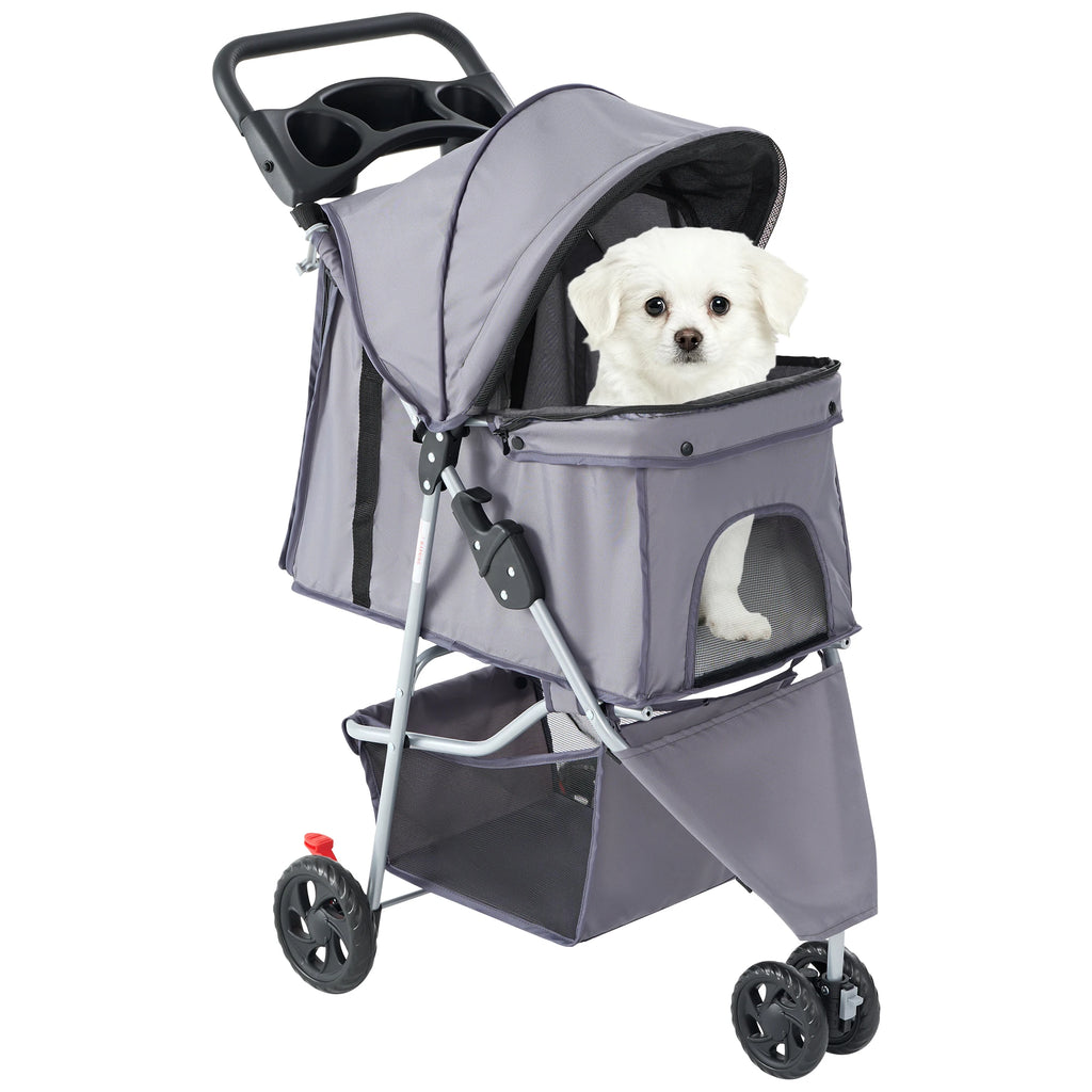 Foldable 3-Wheel Pet Stroller for Dogs & Cats