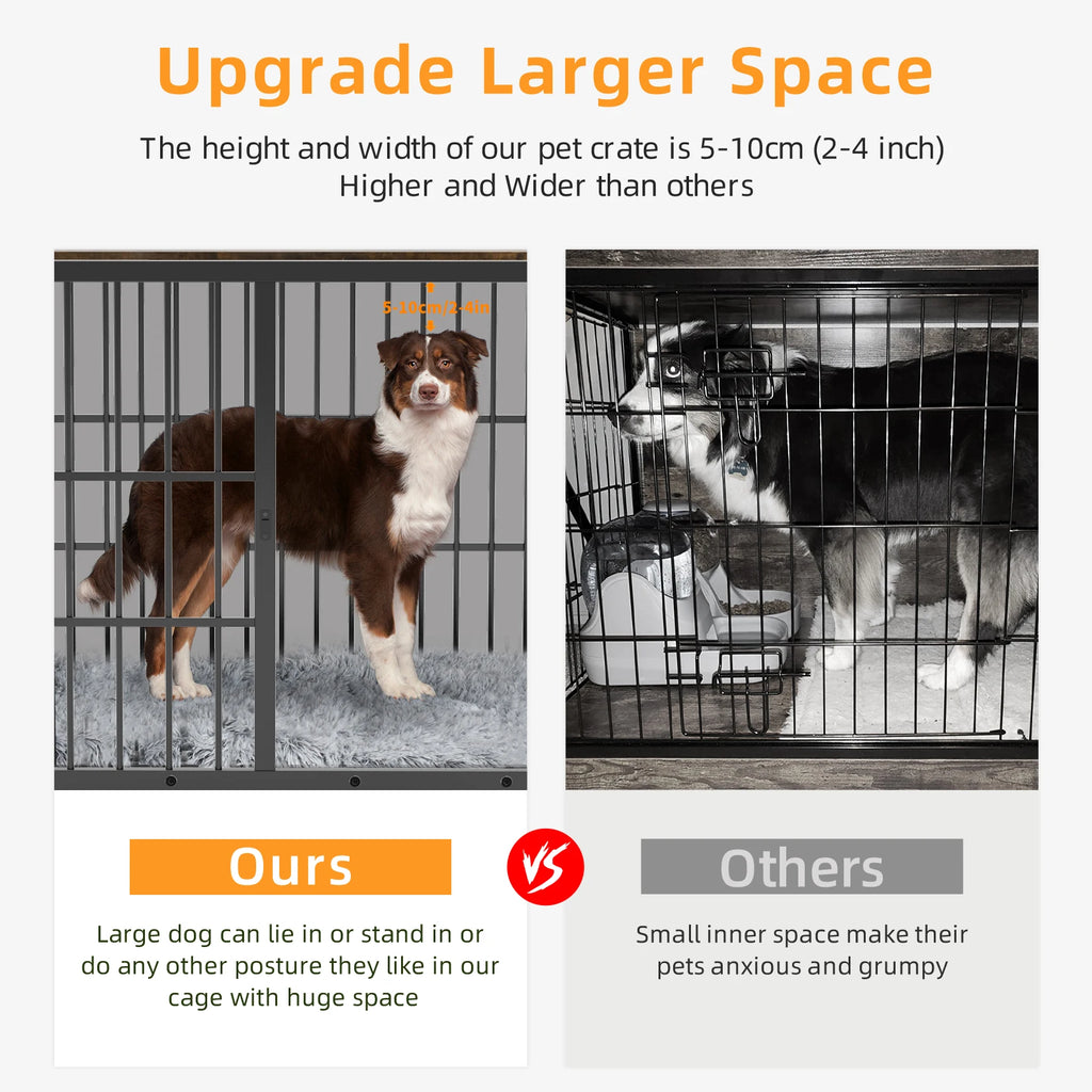 Furniture-Style Dog Crate with 3 Doors & Removable Tray