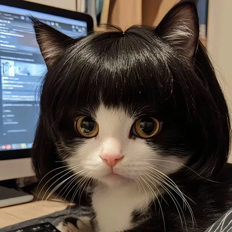 Pet Wig Dog Wig Pet Supplies Halloween Pet Accessories Curly Hair Straight Hair Cat Wig It Can Be DIY Trimmed