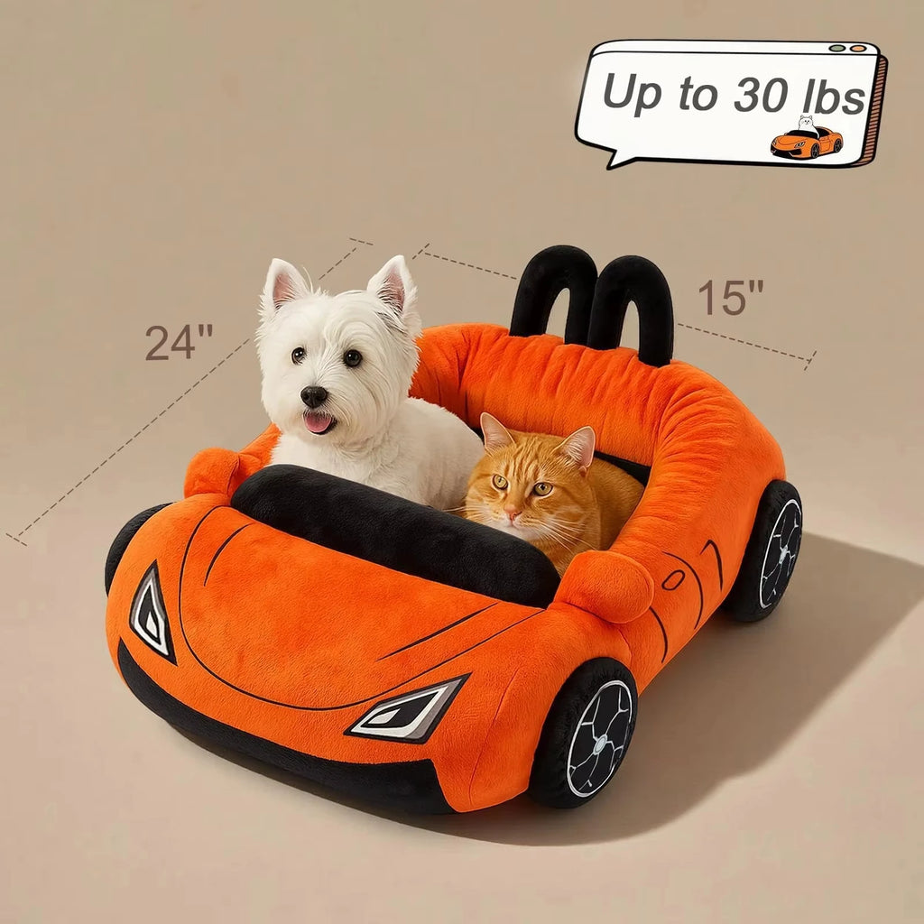 Cute Cat Beds Kitten Bed Soft and Cozy Small Dog Beds with Pillow Washable Pet Mat for Puppy and Kitty Funny Supercar Cat Toys