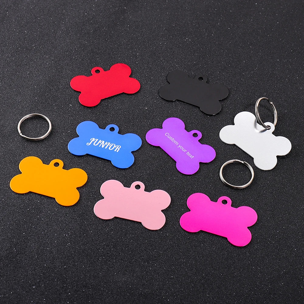 Custom Name Dog Tag Bone Shaped Personalized Name Pets ID Tag Laser Engraving Number Anti-lost Pendant Customized Text Dog Tags