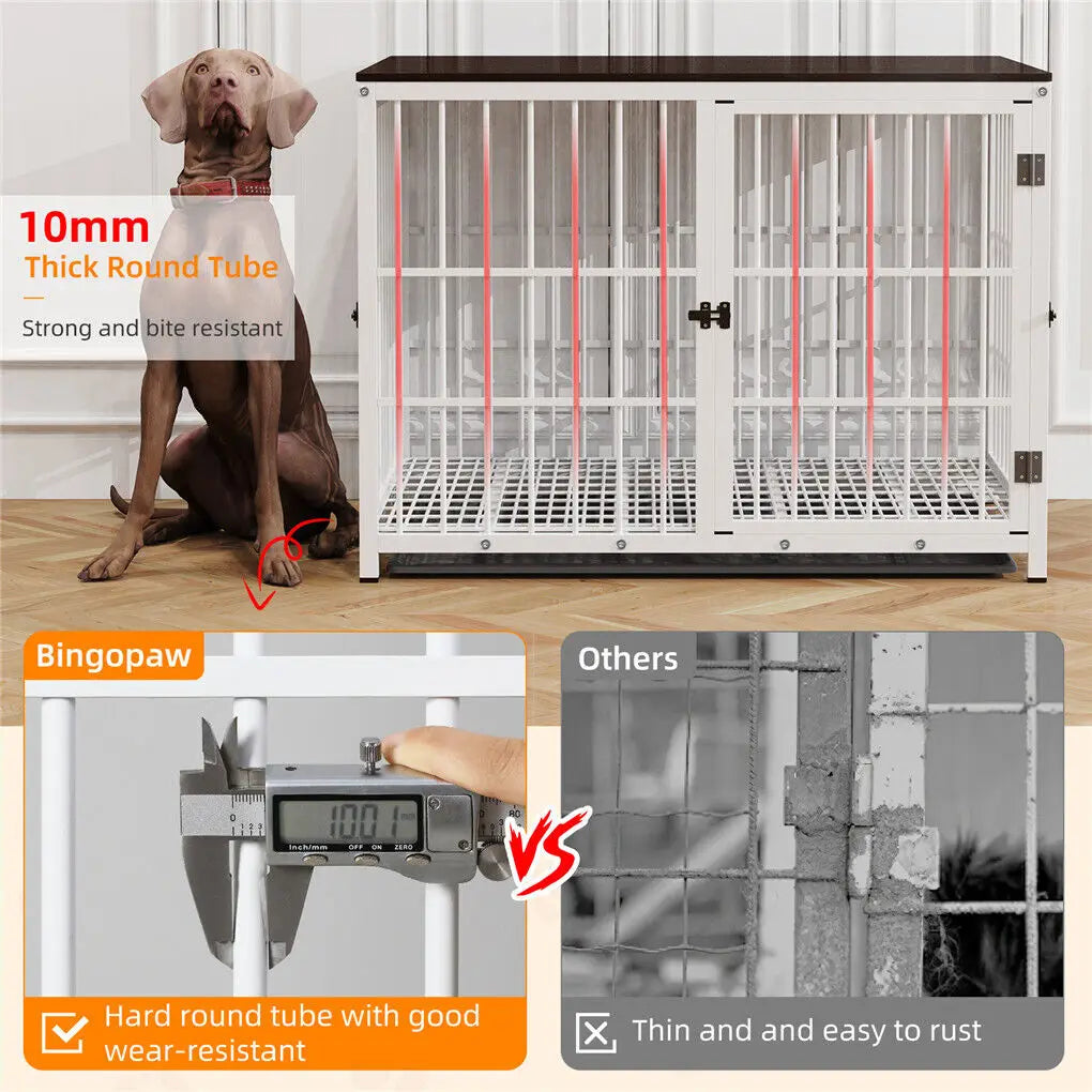 Furniture-Style Dog Crate with 3 Doors & Removable Tray