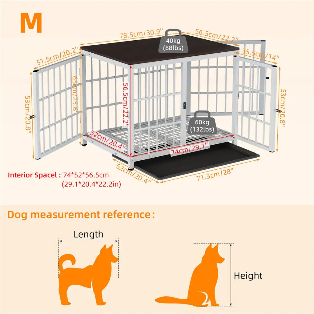 Furniture-Style Dog Crate with 3 Doors & Removable Tray