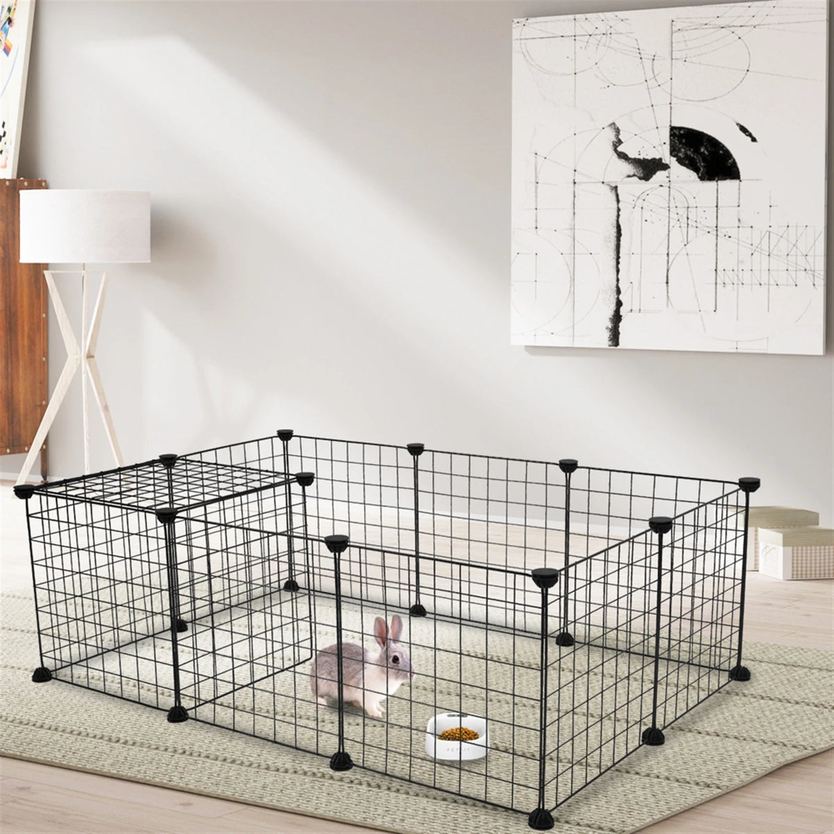 Modular Metal Wire Playpen for Small Animals