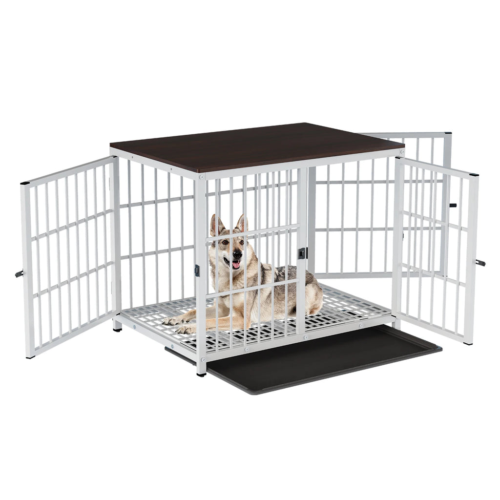 Furniture-Style Dog Crate with 3 Doors & Removable Tray