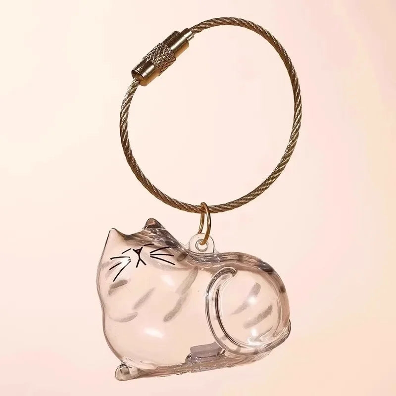 Cute Cat Dog Pet Hair Storage Box Keychain Bag Hanging Decoration Cat Hair Transparent Creative Souvenir,Pet Memorial Ideal Gift