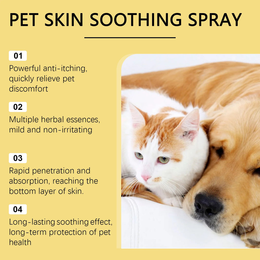 Pet Skin Care Spray Relieve Discomfort for Dogs Cat Flea Lice Control Alleviate Skin Scratching Licking Portable Pet Wound Spray