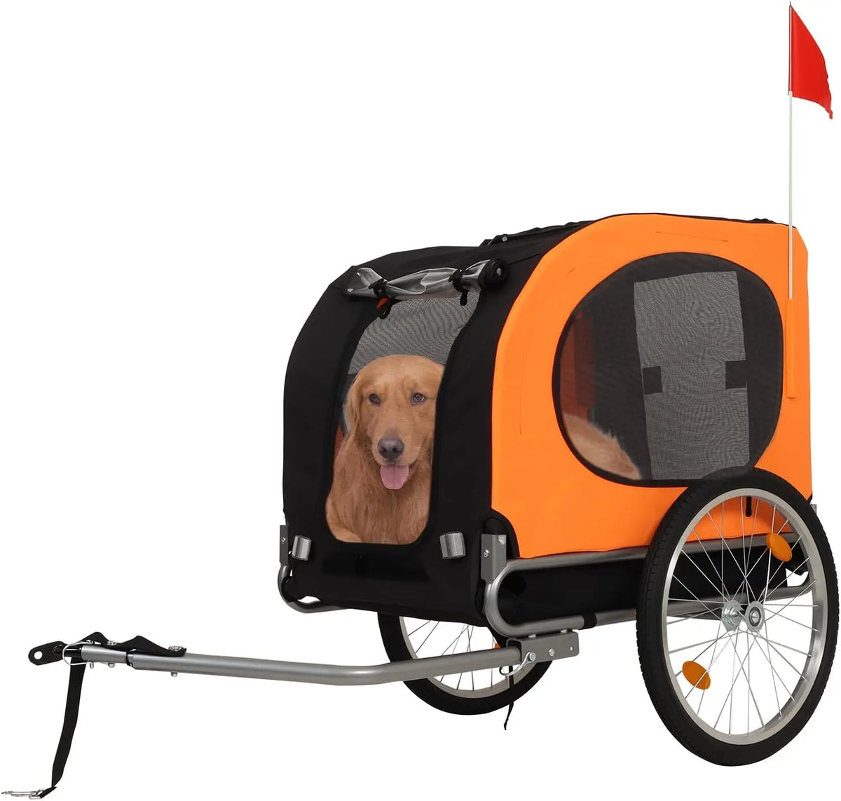 Foldable Dog Bike Trailer with Mesh Windows