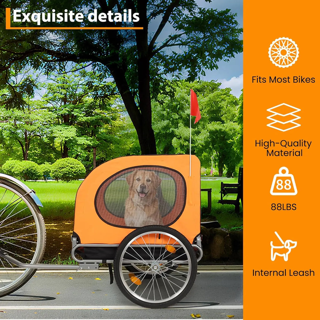 Foldable Dog Bike Trailer with Mesh Windows