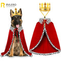 Halloween Dog King Cloak Costume Cute Funny Cape with Crown Adjustable Pet King Cloak for Large Dogs Cats Cosplay Party Supplies