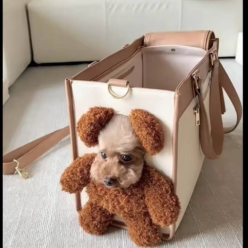 Teddy Bear Pet Carrier Bag - Head-Out Design