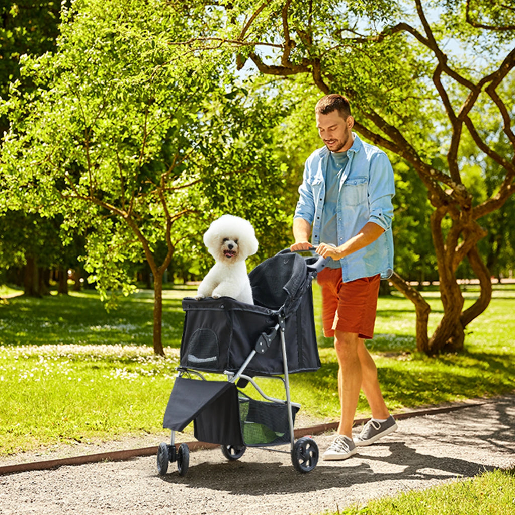 Foldable 3-Wheel Pet Stroller for Dogs & Cats