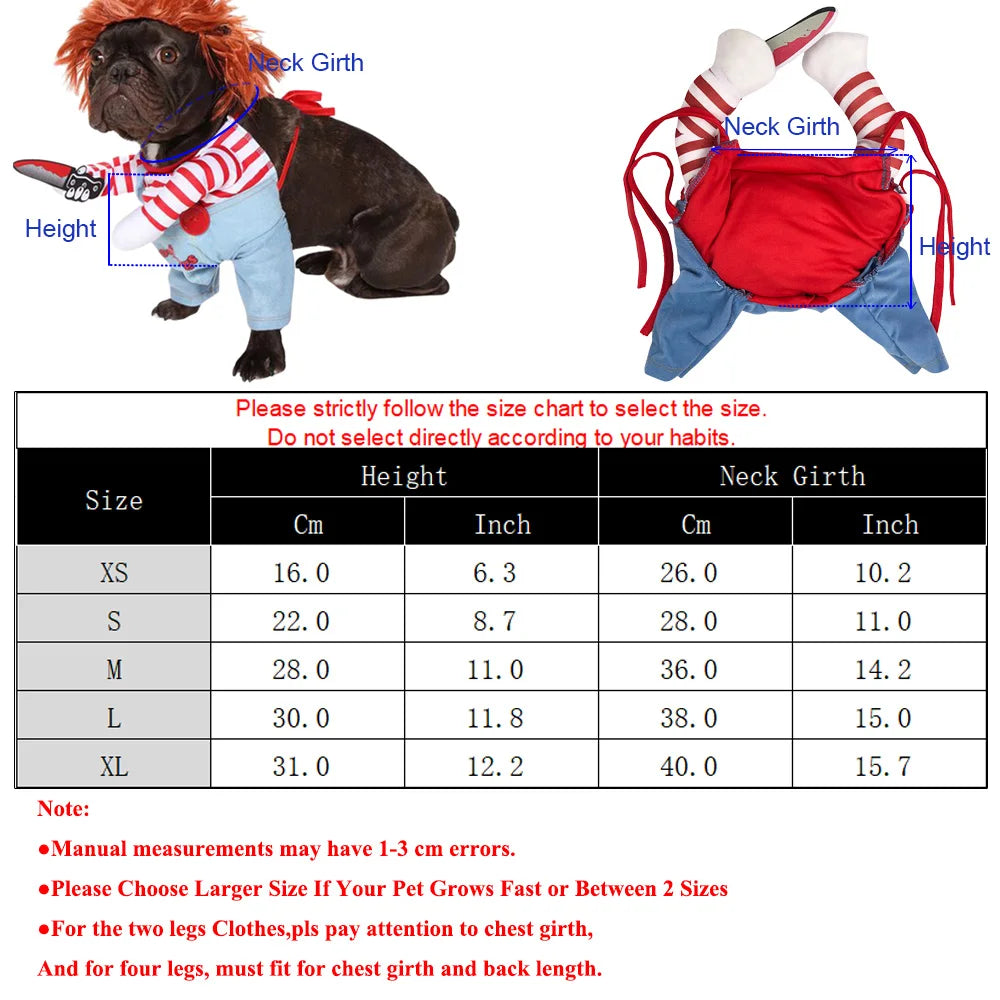 Funny Halloween Dog Clothes for Small Medium Dogs Knife Holding Cosplay Pets Costume Cute Party Cat Dressed Up Chihuahua Outfits