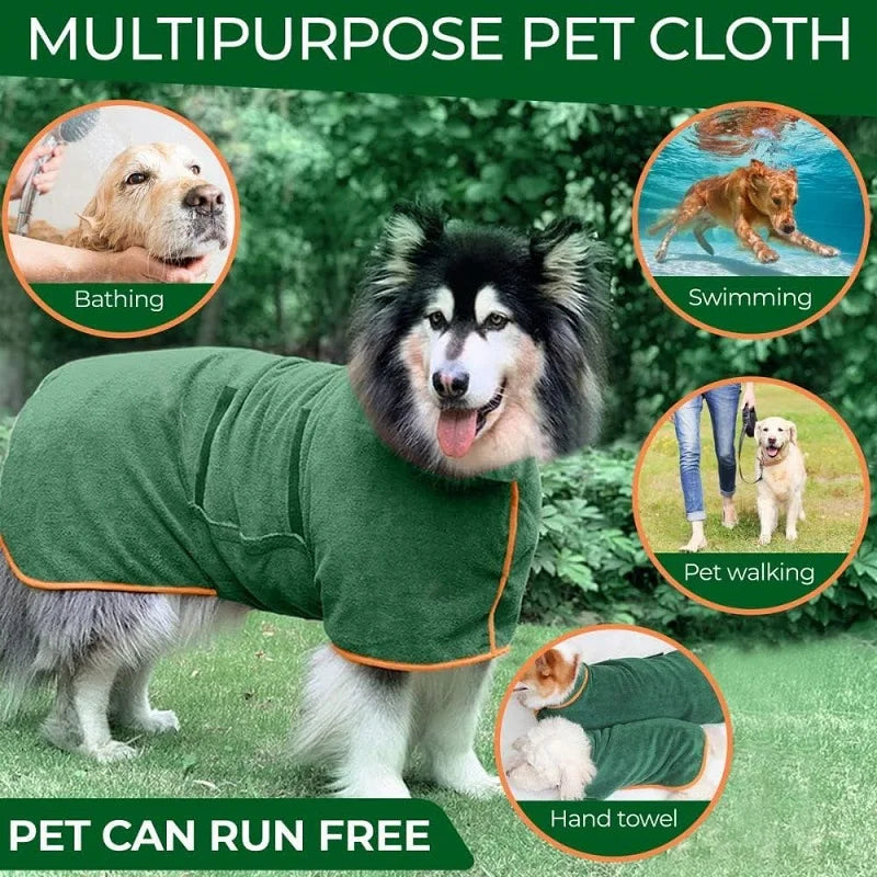 Pet Bathrobe, Highly Absorbent Dog Drying Clothes, Quick-Drying Adjustable Towel Fabric, Small, Medium, Large Size Pet Dog and Cat Bathrobe
