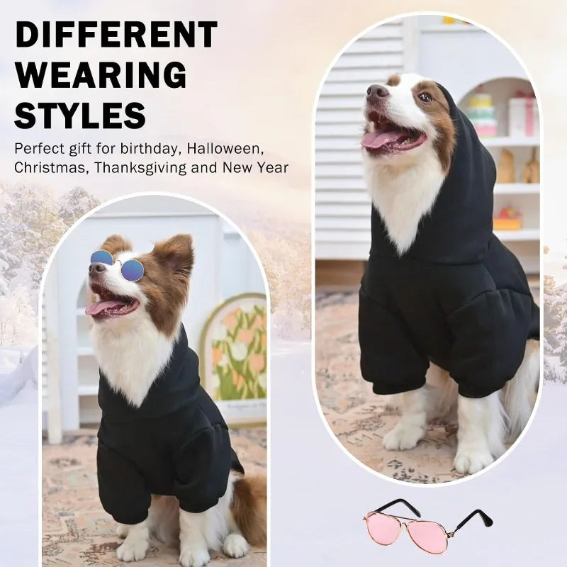 LETVIA Dog Hoodie Security Clothes Soft Warm Fleece Pets Cold Weather Halloween Costumes Security Printed Pet Sweaters with Hat