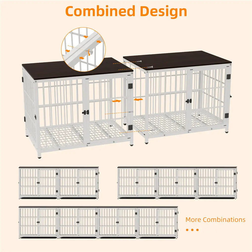 Furniture-Style Dog Crate with 3 Doors & Removable Tray