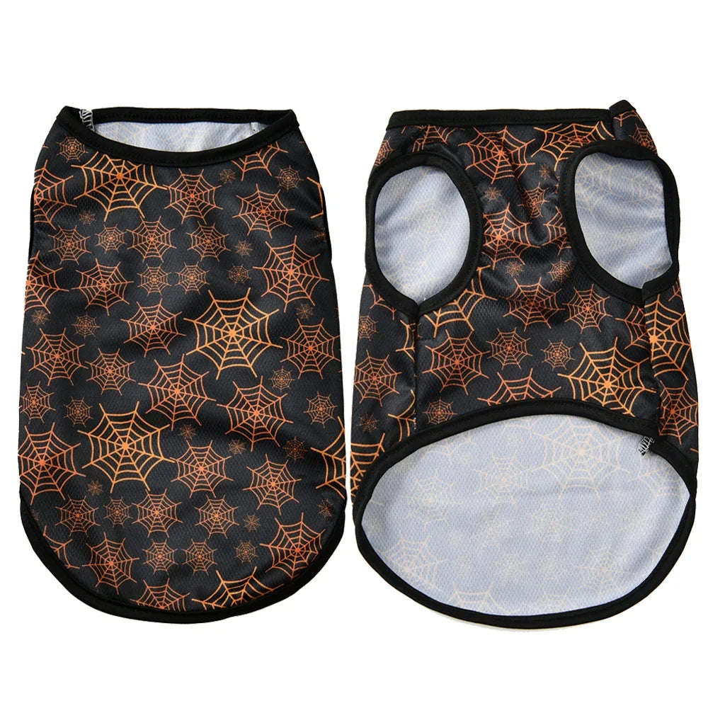 Halloween Pet Vest for Small Medium Dogs Cats Autumn Winter Costume Pumpkin Print Cosplay Outfit Chihuahua Pug French Bulldog