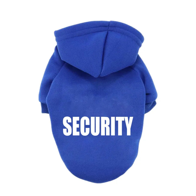 LETVIA Dog Hoodie Security Clothes Soft Warm Fleece Pets Cold Weather Halloween Costumes Security Printed Pet Sweaters with Hat