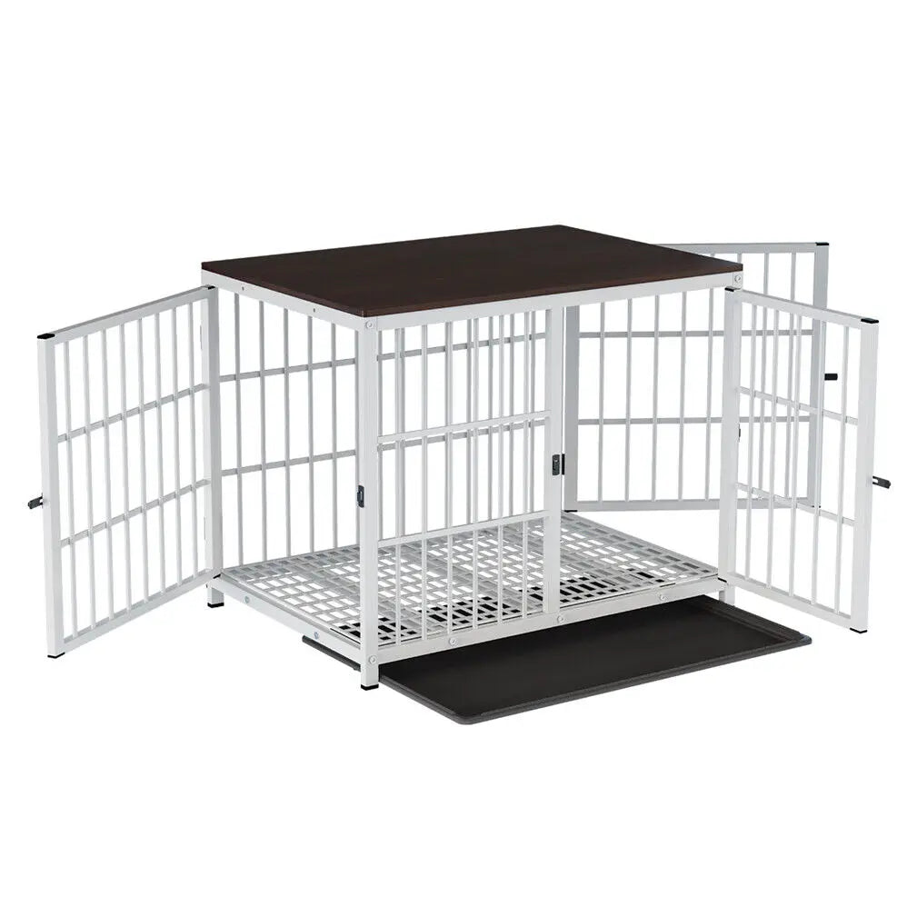 Furniture-Style Dog Crate with 3 Doors & Removable Tray