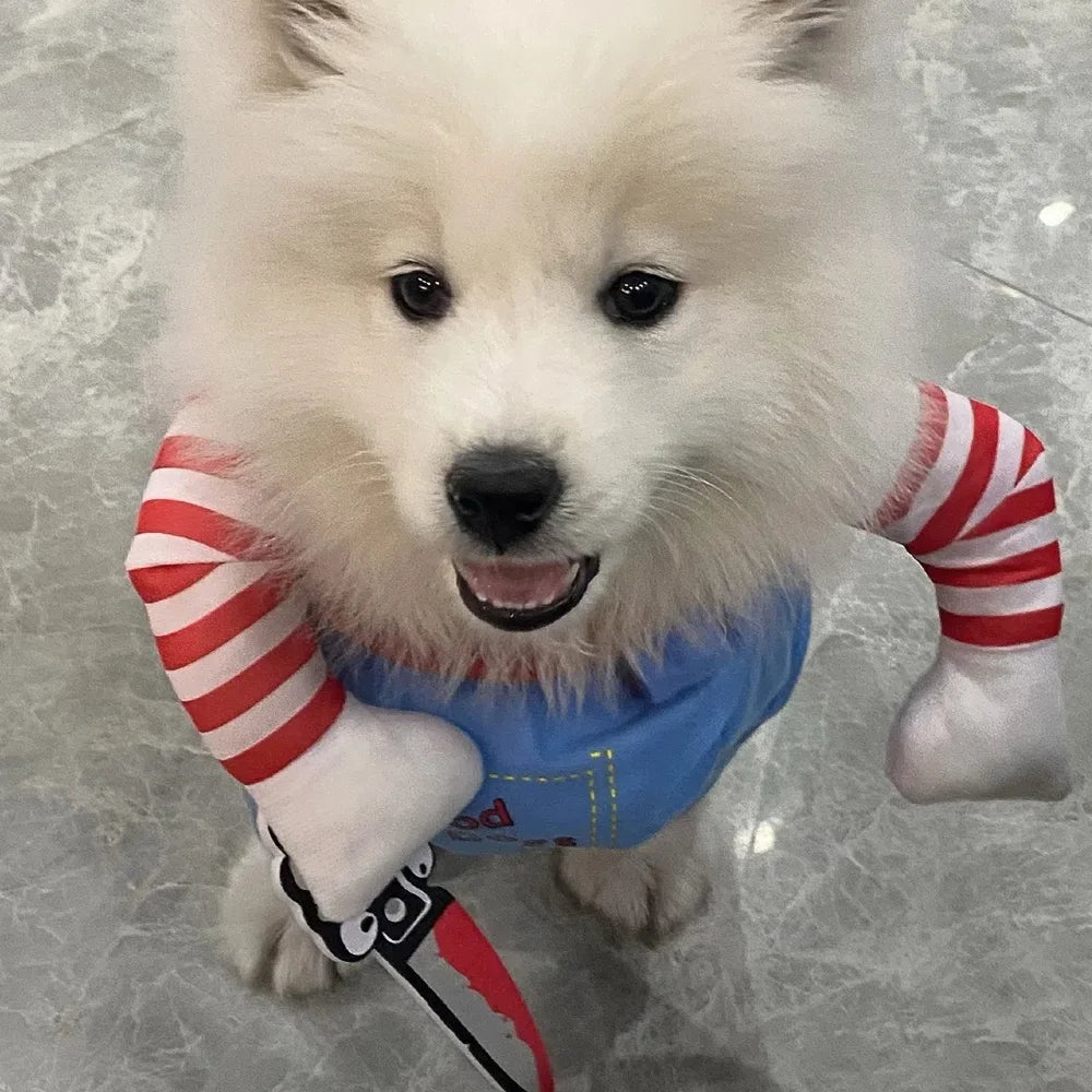 Funny Halloween Dog Clothes for Small Medium Dogs Knife Holding Cosplay Pets Costume Cute Party Cat Dressed Up Chihuahua Outfits