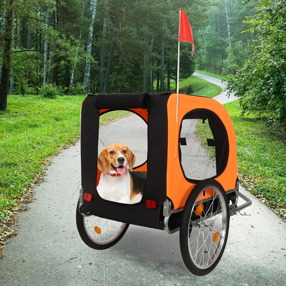 Foldable Dog Bike Trailer with Mesh Windows