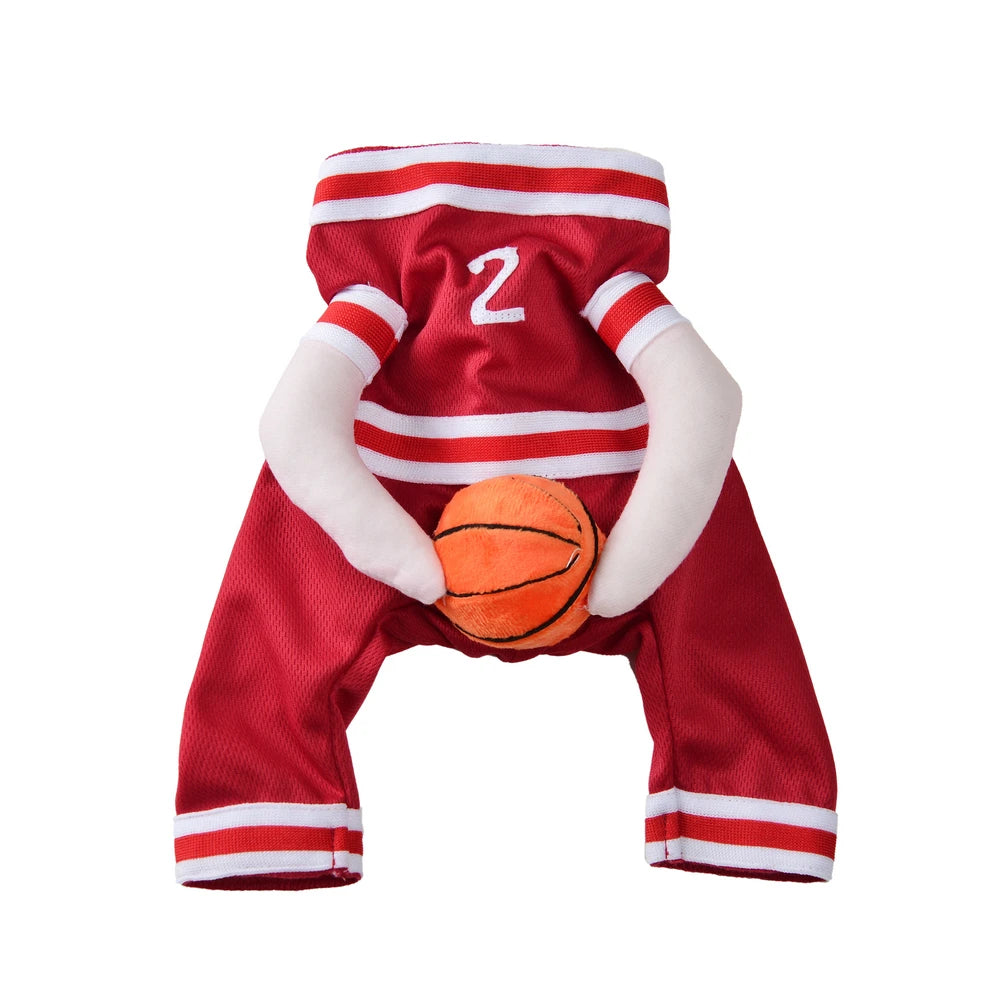 Halloween Pet Basketball Costume with 3D Ball Funny Sport Cosplay Outfit for Small Medium Dogs Pug Apparel Photo Shoots Playtime