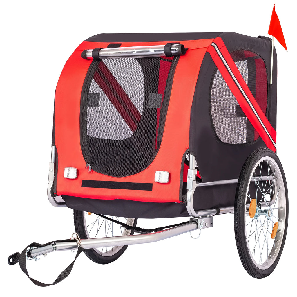 Foldable Dog Bike Trailer with Mesh Windows