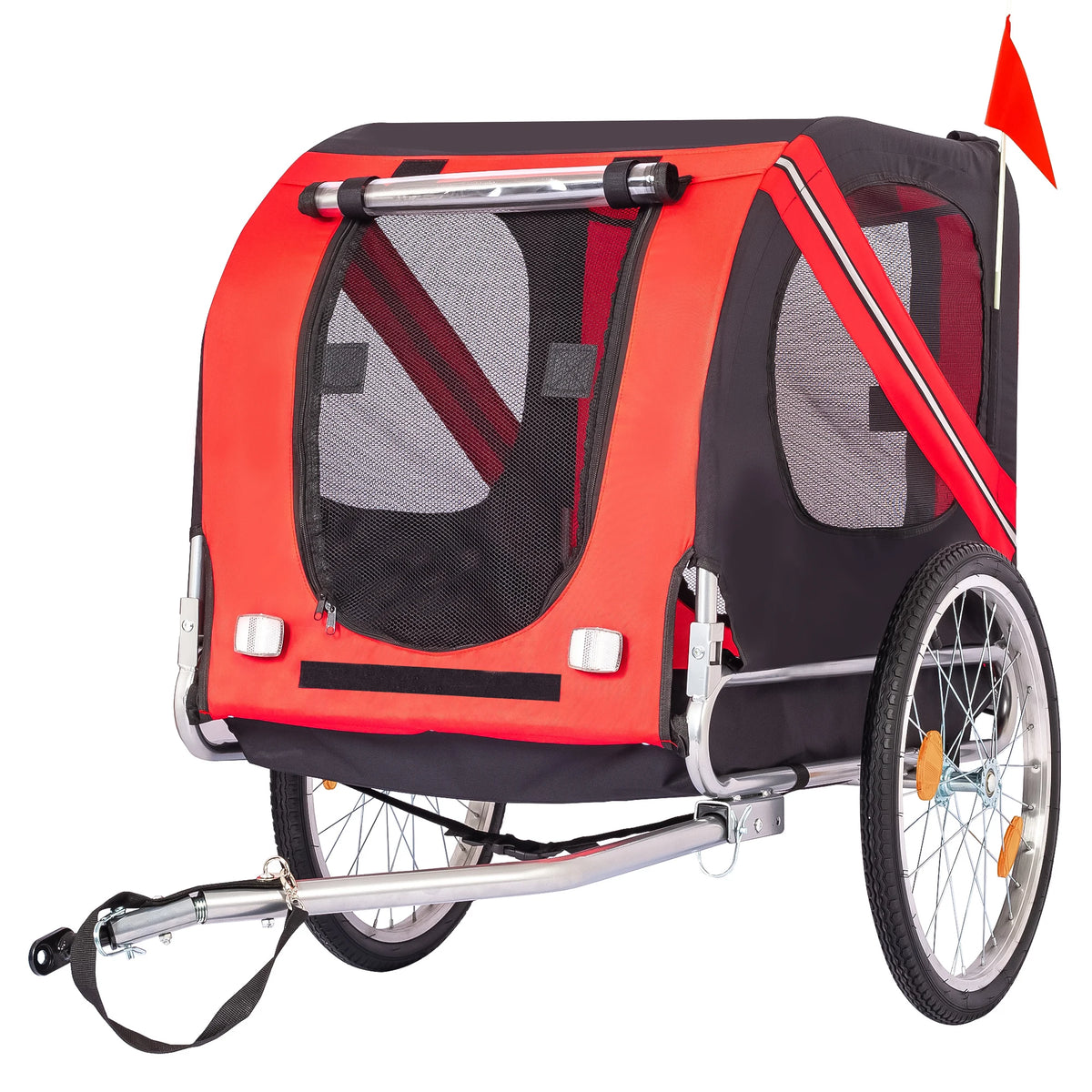 Foldable Dog Bike Trailer with Mesh Windows