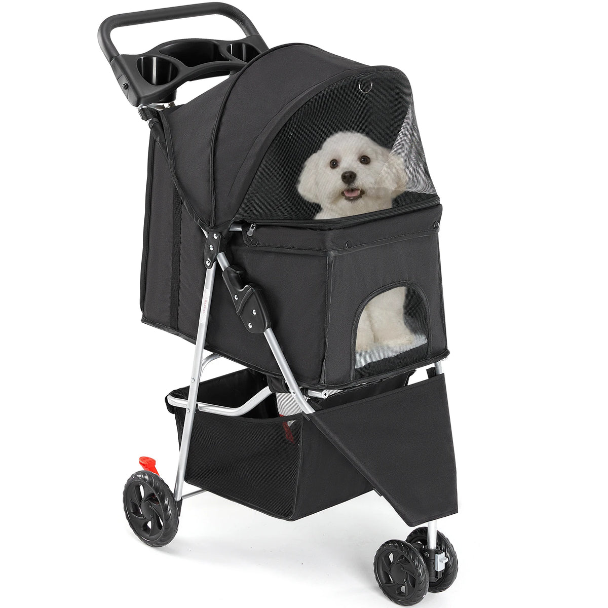 Foldable 3-Wheel Pet Stroller for Dogs & Cats