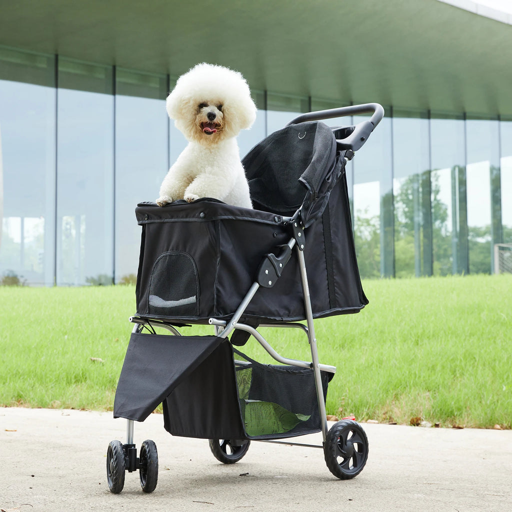 Foldable 3-Wheel Pet Stroller for Dogs & Cats