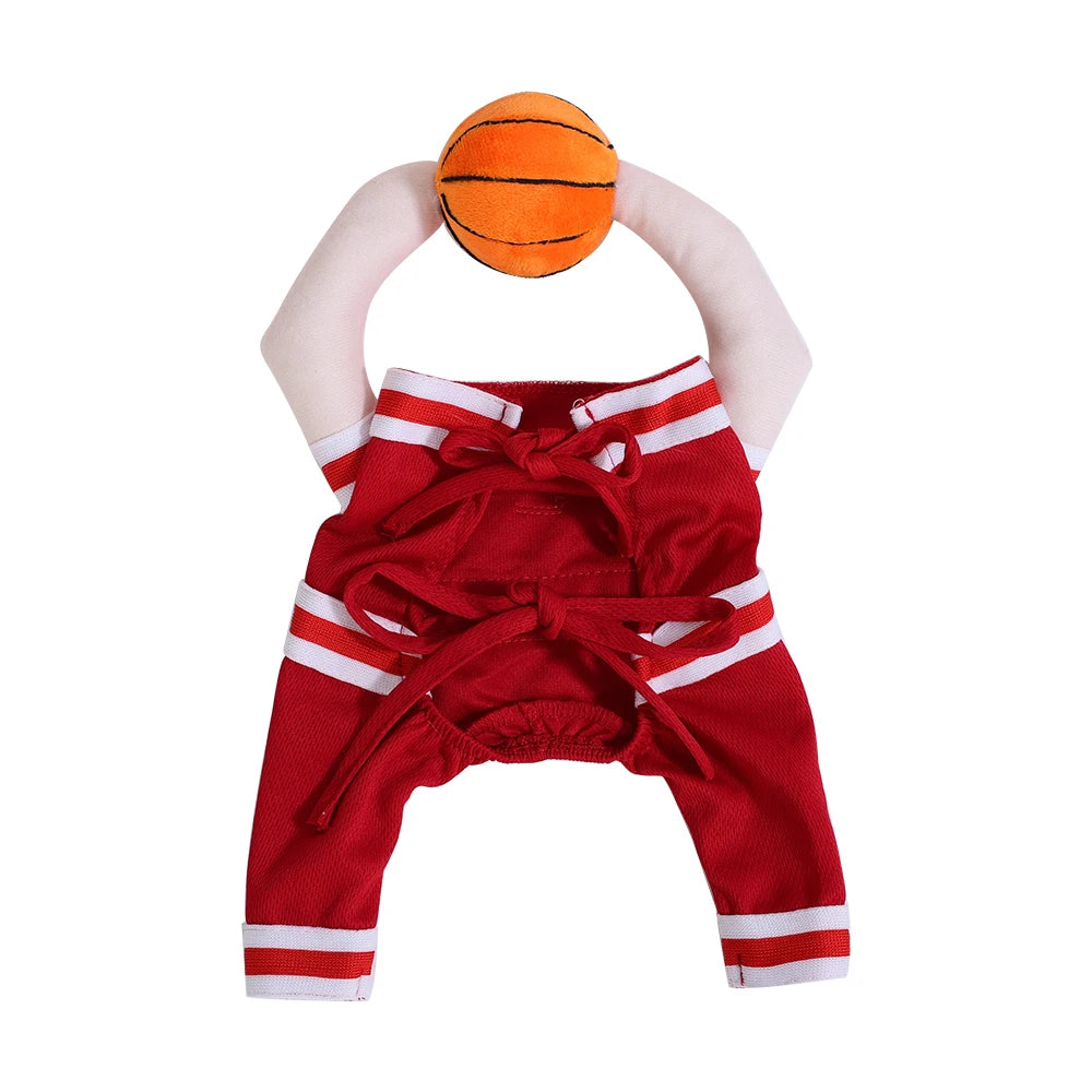 Halloween Pet Basketball Costume with 3D Ball Funny Sport Cosplay Outfit for Small Medium Dogs Pug Apparel Photo Shoots Playtime
