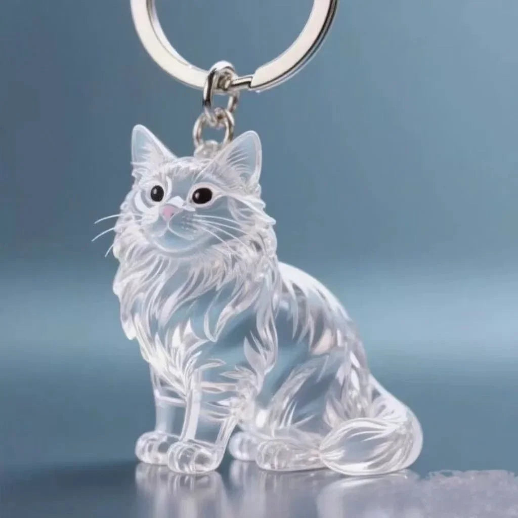 Cute Cat Dog Pet Hair Storage Box Keychain Bag Hanging Decoration Cat Hair Transparent Creative Souvenir,Pet Memorial Ideal Gift