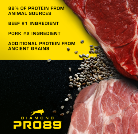 Diamond Pro89 Beef, Pork & Ancient Grains Formula for Adult Dogs 40lbs.