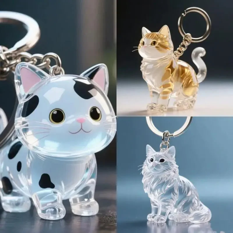 Cute Cat Dog Pet Hair Storage Box Keychain Bag Hanging Decoration Cat Hair Transparent Creative Souvenir,Pet Memorial Ideal Gift